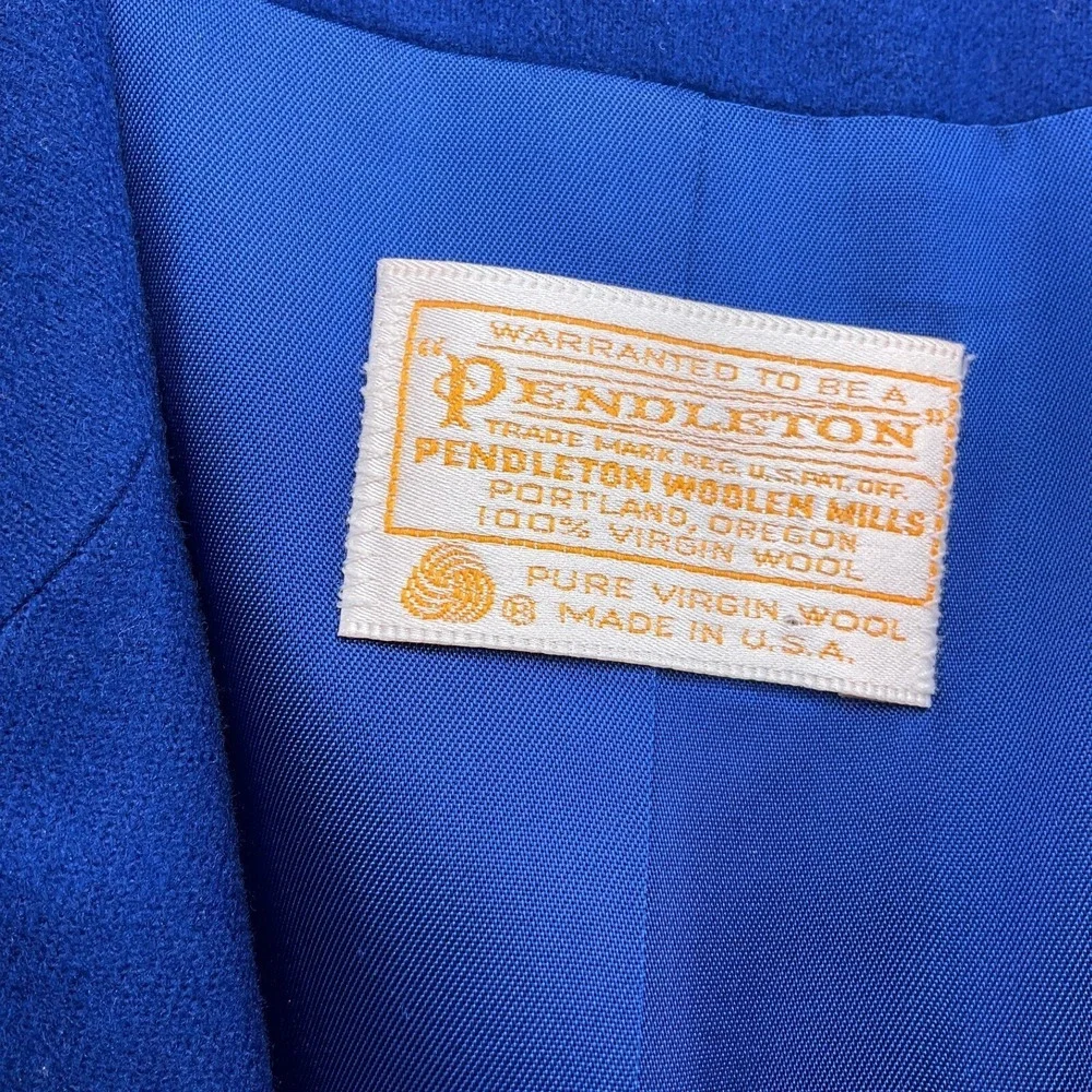 Pendleton Skirt Suit Women 10 Blue Gold Miss Pendleton Wool 2pc Lined USA